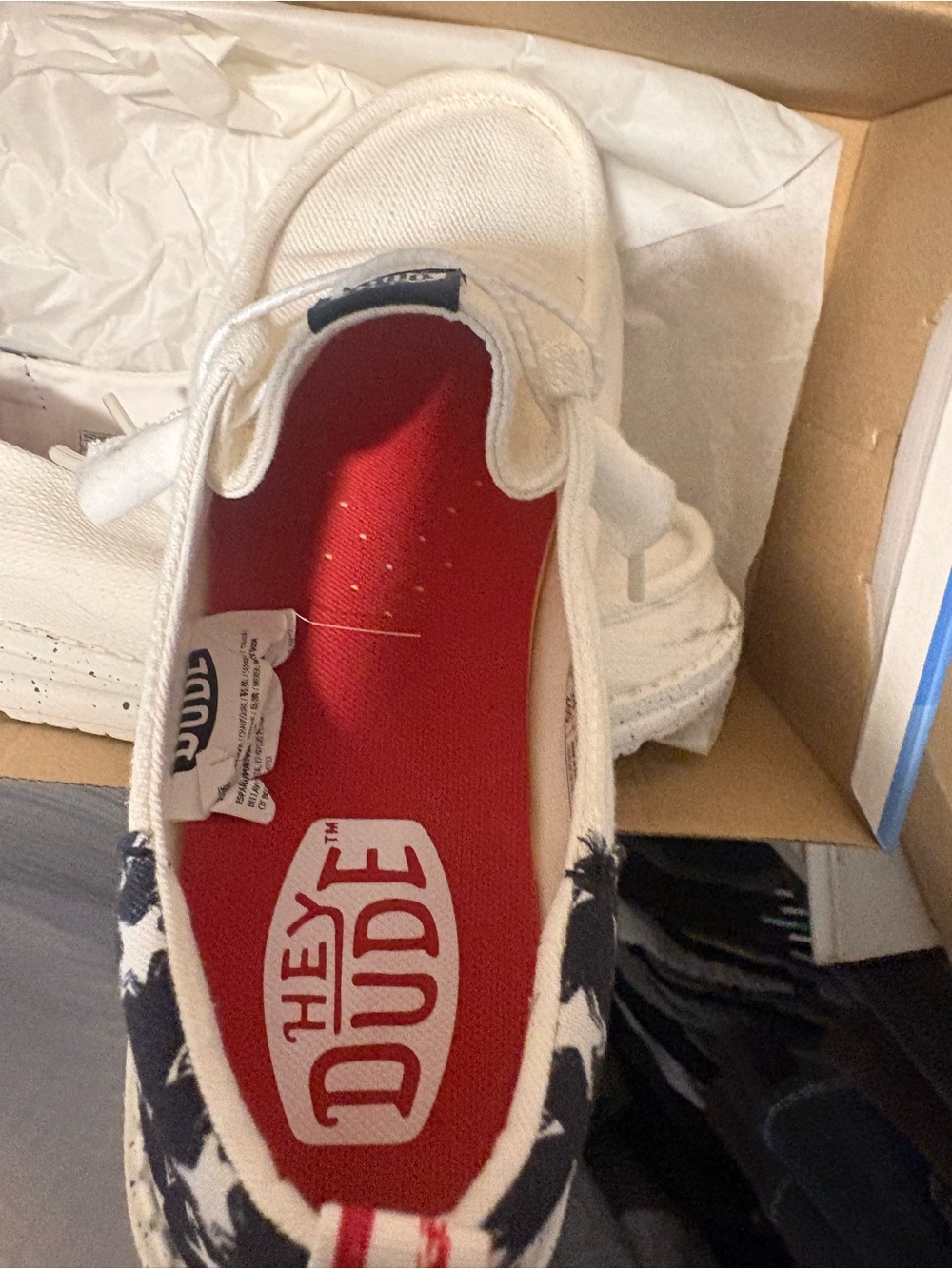 Hey Dude woman Sneakers with Navy Star Print and Red Insole USA EDITION